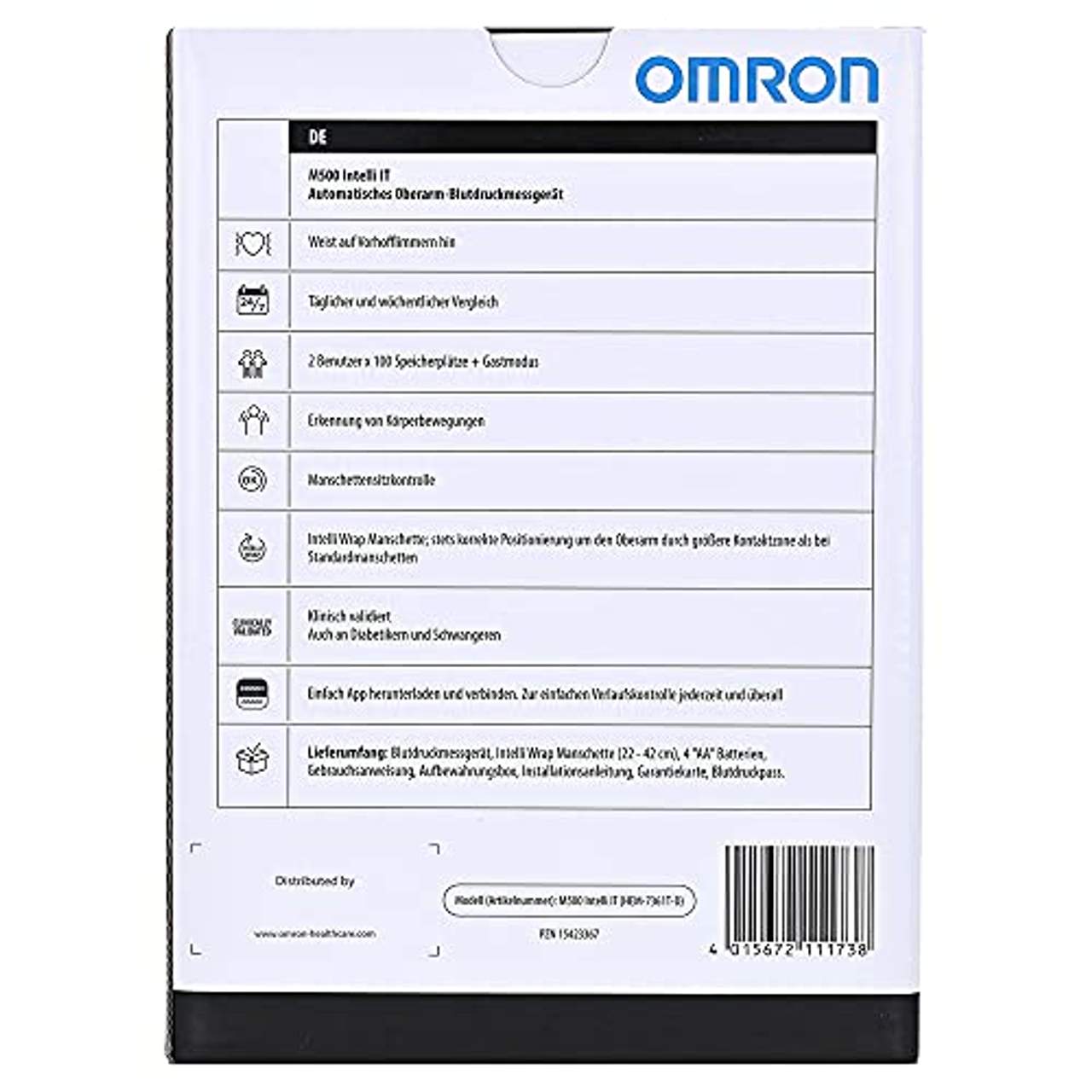 Omron M500 Intelli IT Speicher 2x100