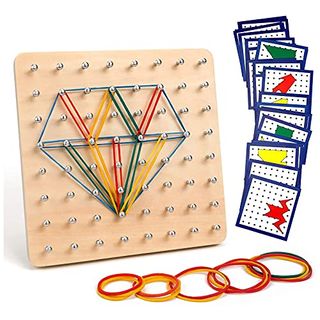 Homealexa Holz Geoboard Set Geometriebrett Montessori Holz Spielzeug