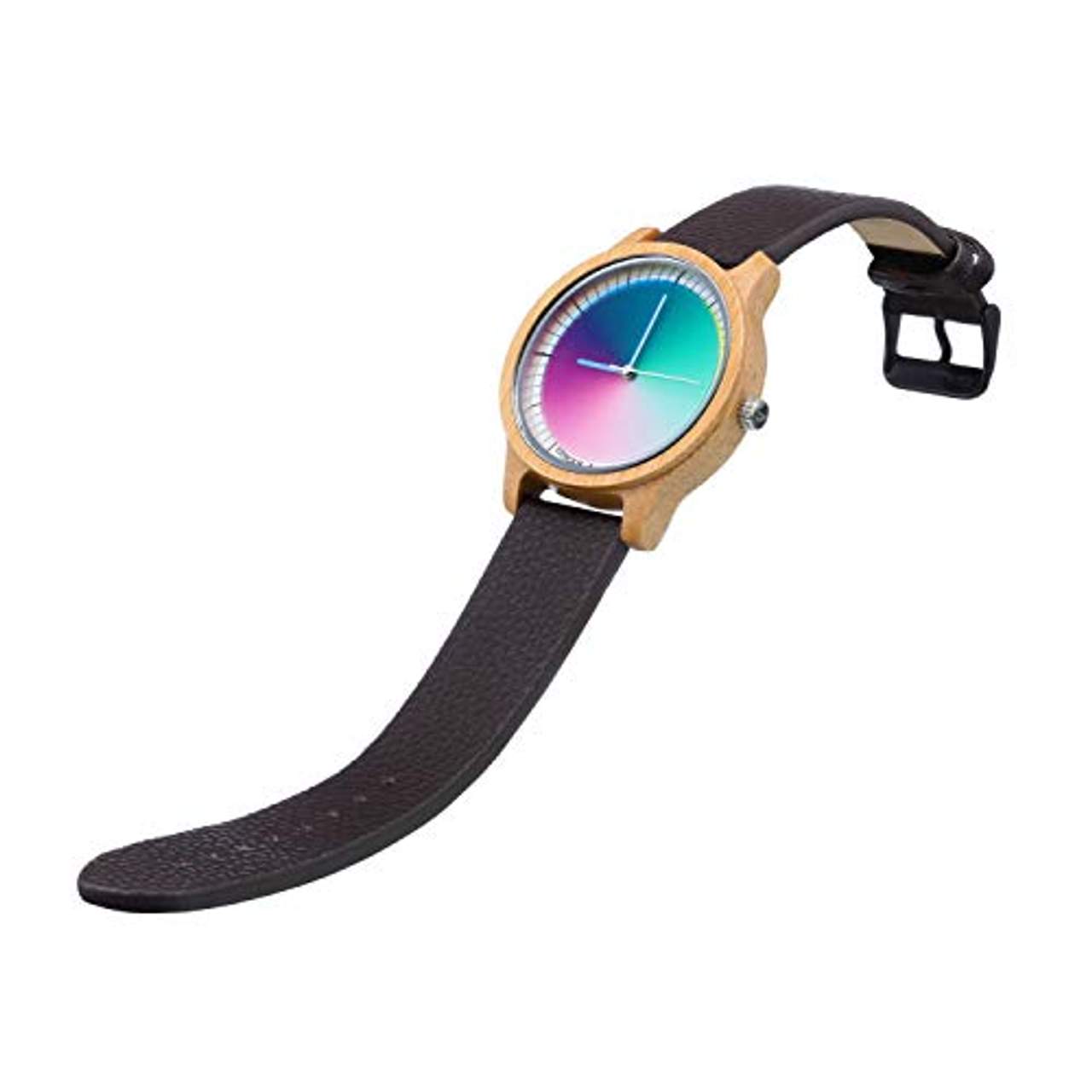 Rainbow Watch Cool Wood Bamboo Gamma Unisex Armbanduhr Quarz