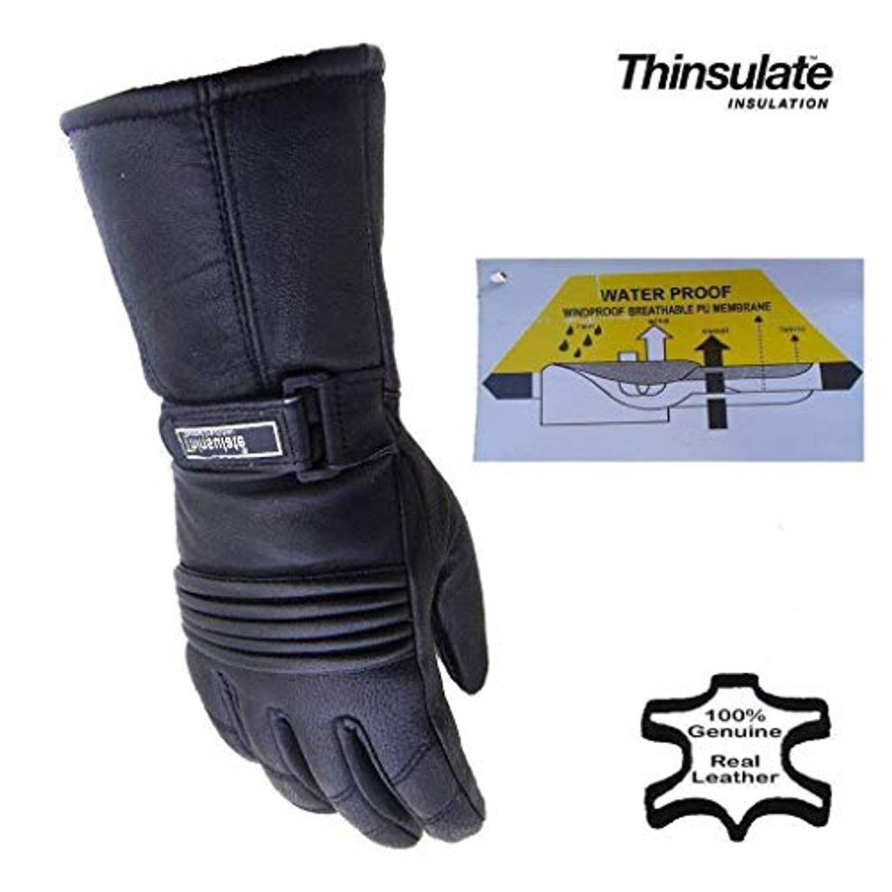 Mens Leather Winter Thermal Labelled Waterproof Inserts