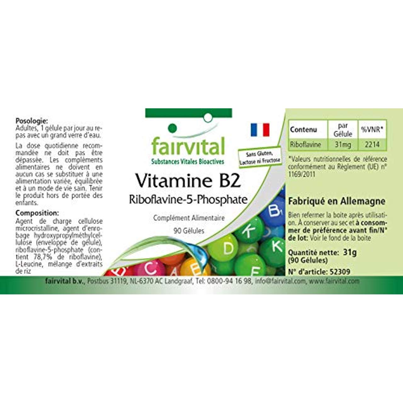 fairvital Riboflavin-5-Phosphat aktives Vitamin B2