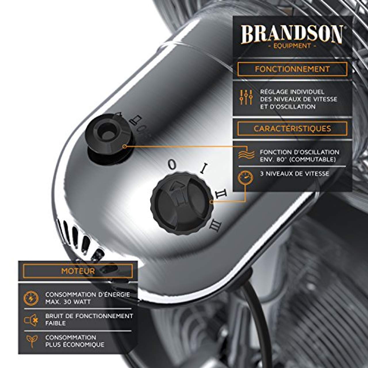 Brandson Retro Tischventilator Silverline