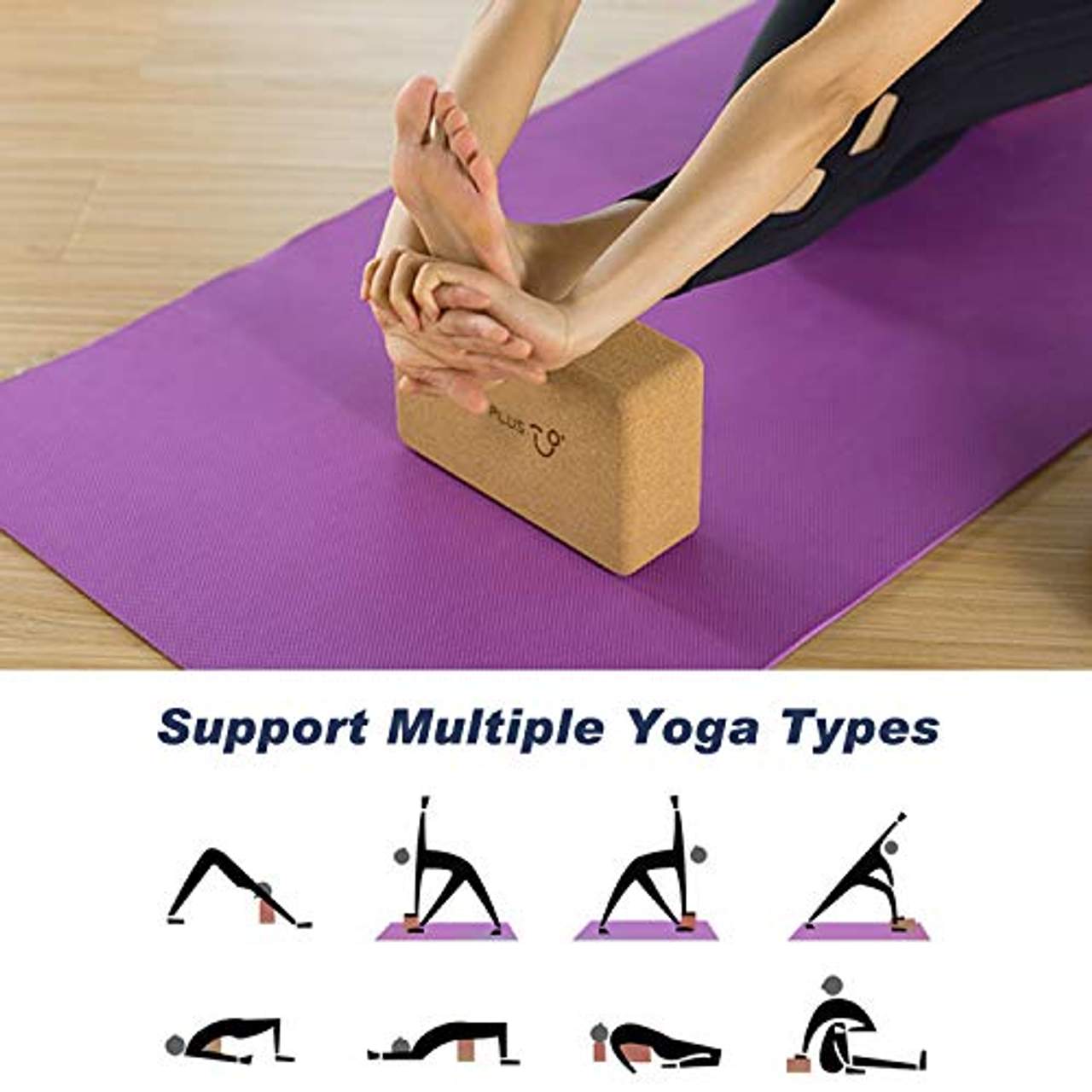 TOPLUS Yoga Block für Anfänger und Fortgeschrittene aus 100% Naturkork，Korkblock