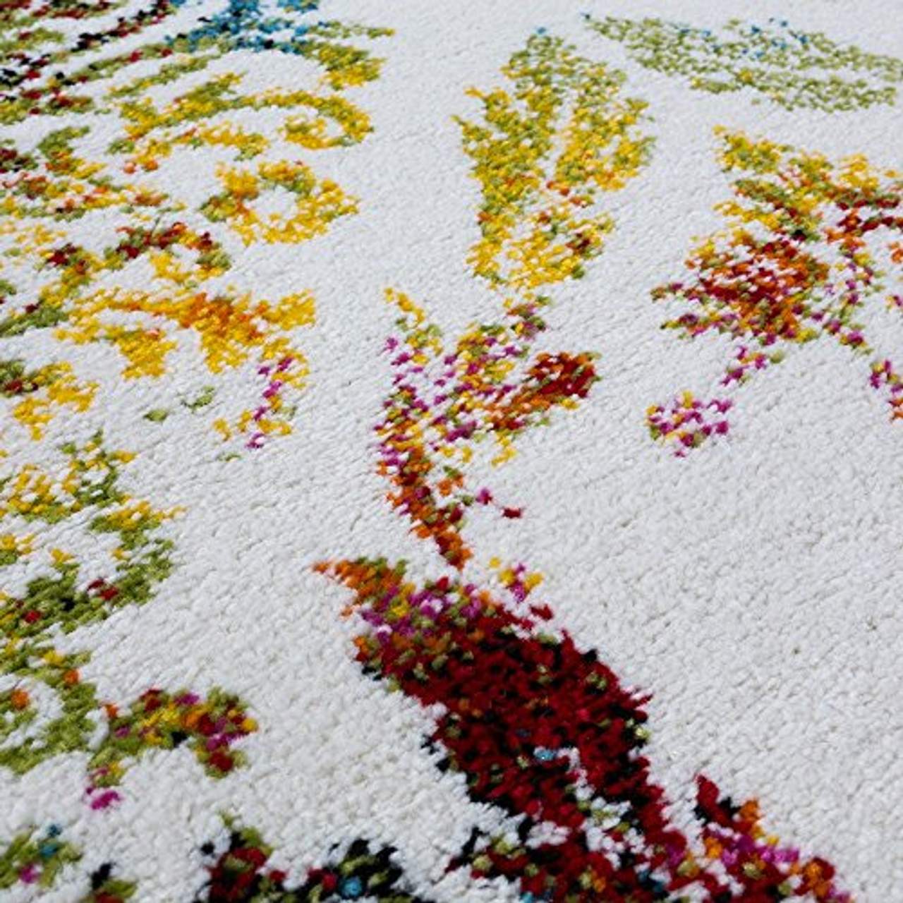 Paco Home Teppich Modern Leinwand Optik Teppich Floral Ornament