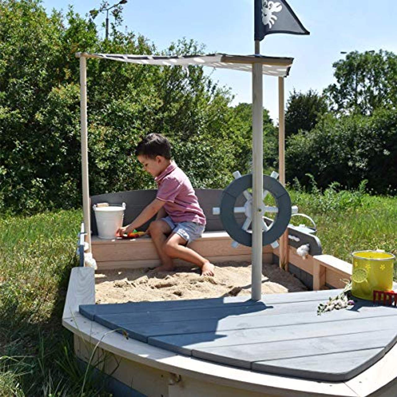 Sandkasten Boot Krabbe XXL aus Holz