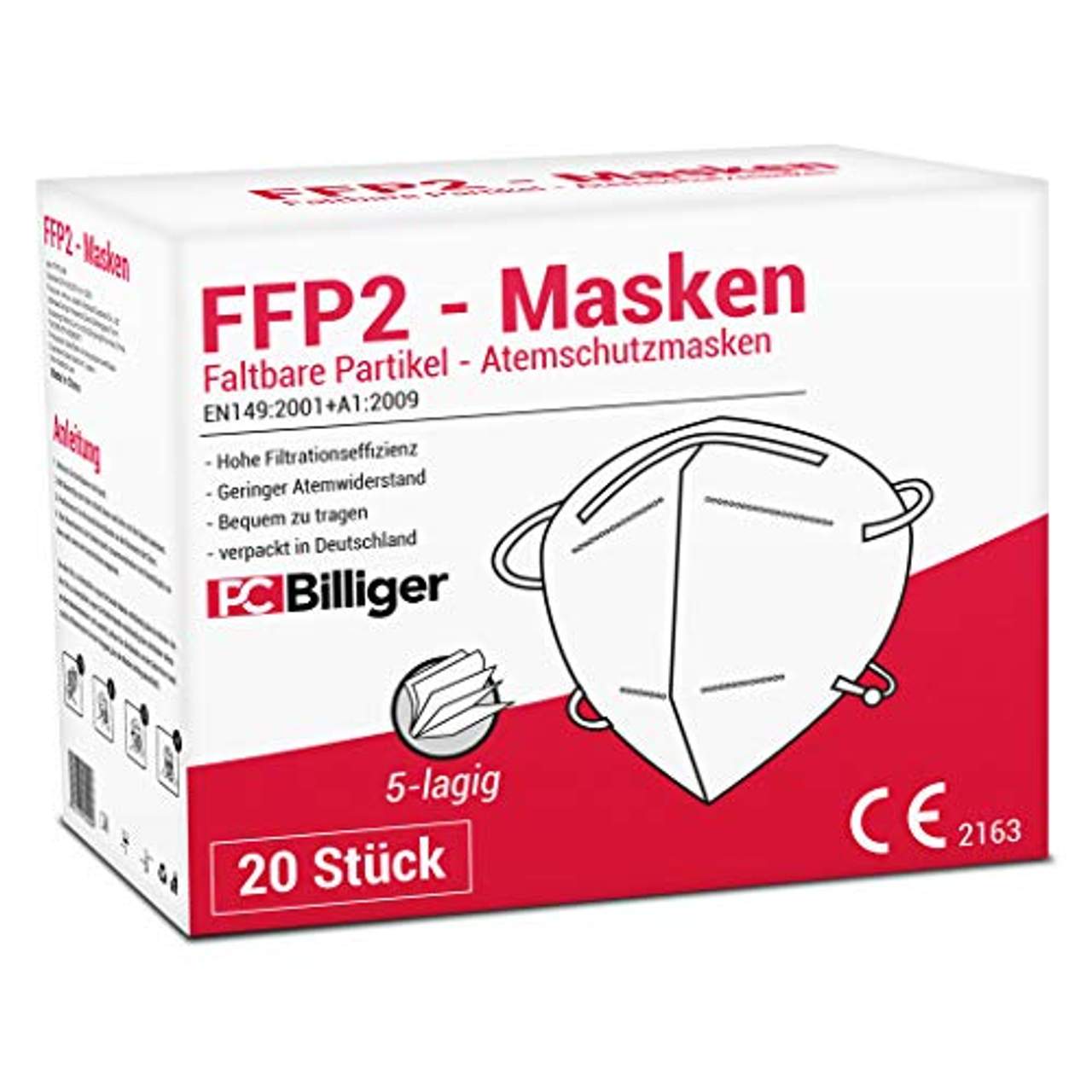 20 Stück FFP2 Masken Mundschutz 5-lagig CE Zertifiziert Maske