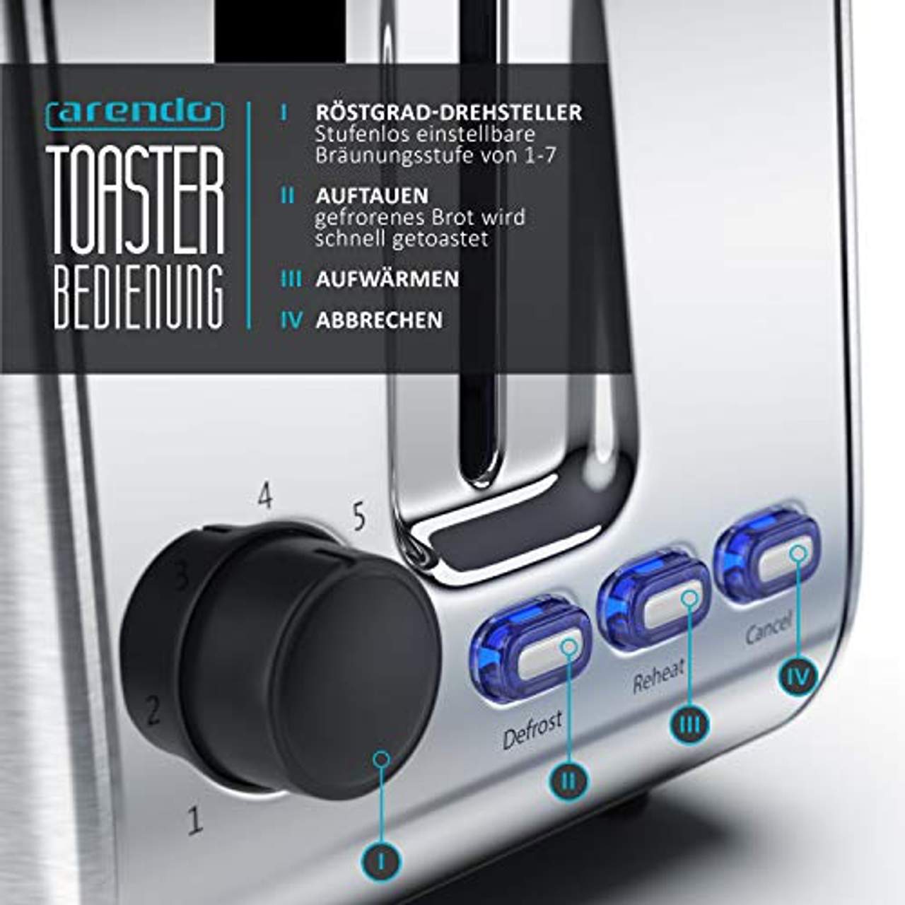 Arendo Automatik Toaster Edelstahl gebürstet