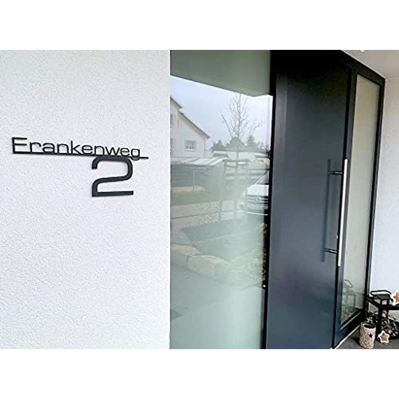 Metzler Design Hausnummernschild Türschild Namensplakette aus Edelstahl
