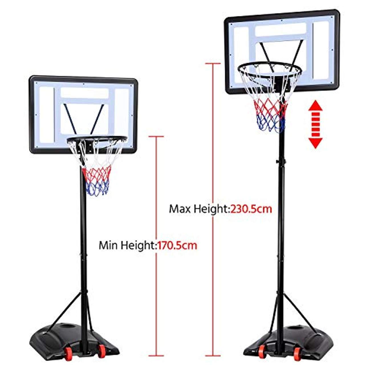 Yaheetech Basketballständer Basketballkorb mit Rollen Basketballanlage Höhenverstellbar Korbanlagen