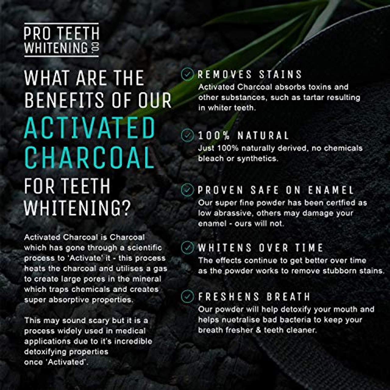 Natürliche Aktivkohle Zahnaufhellungs Pulver von Pro Teeth Whitening Co