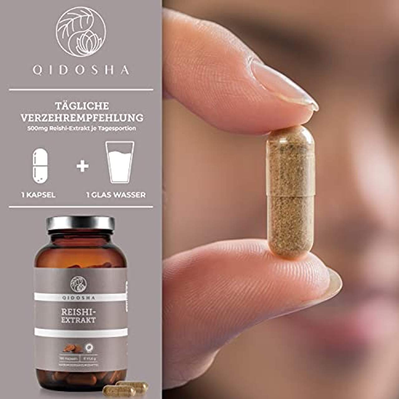QIDOSHA Reishi Extrakt Kapseln hochdosiert 500 mg pro Kapsel