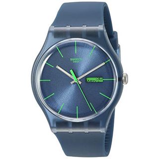 Swatch Herren-Armbanduhr Blue Rebel Analog Quarz SUON700