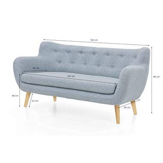 Furniture for Friends Möbelfreude Couch Jana Pastellblau Sofa Dreisitzer