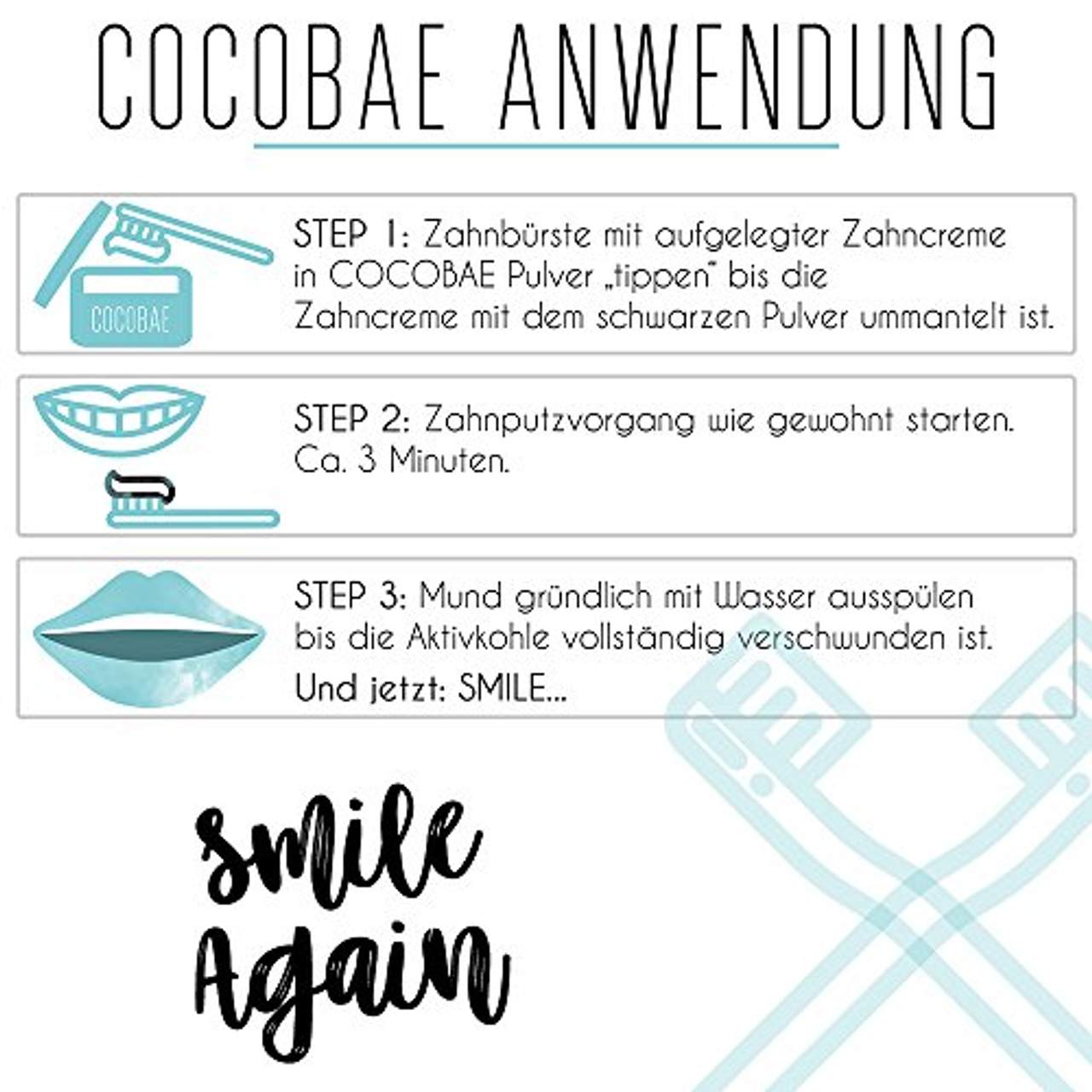 Cocobae Teeth Whitening Aktivkohle Zahnaufhellung Weiße Zähne–Kokosnuss Dental Zahnreinigung O