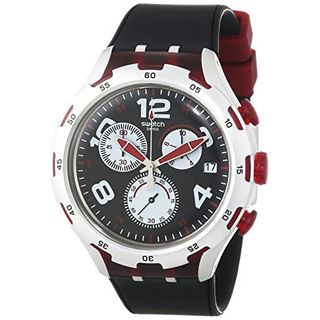 Swatch Herren-Armbanduhr RED Wheel Chronograph Quarz Silikon YYS4004