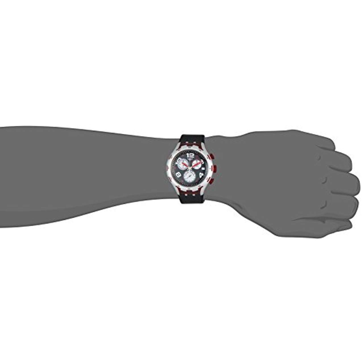 Swatch Herren-Armbanduhr RED Wheel Chronograph Quarz Silikon YYS4004