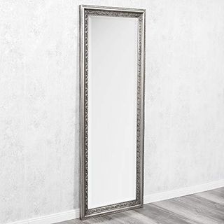 LEBENSwohnART Wandspiegel Argento barock 160x60cm Spiegel Silber-Antik