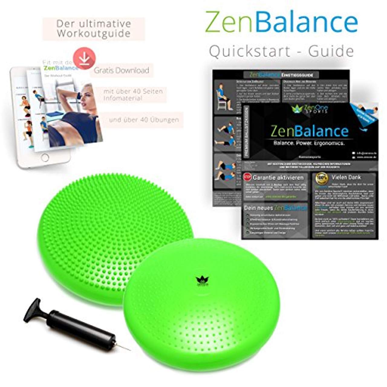 ZenOne Sports ZenBalance Balance Ball Luftsitzkissen 33 cm