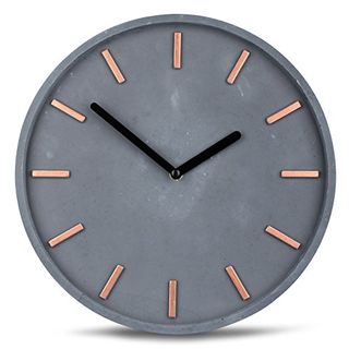 levandeo Hochwertige Beton-Uhr Wanduhr in Grau Kupfer 30cm rund