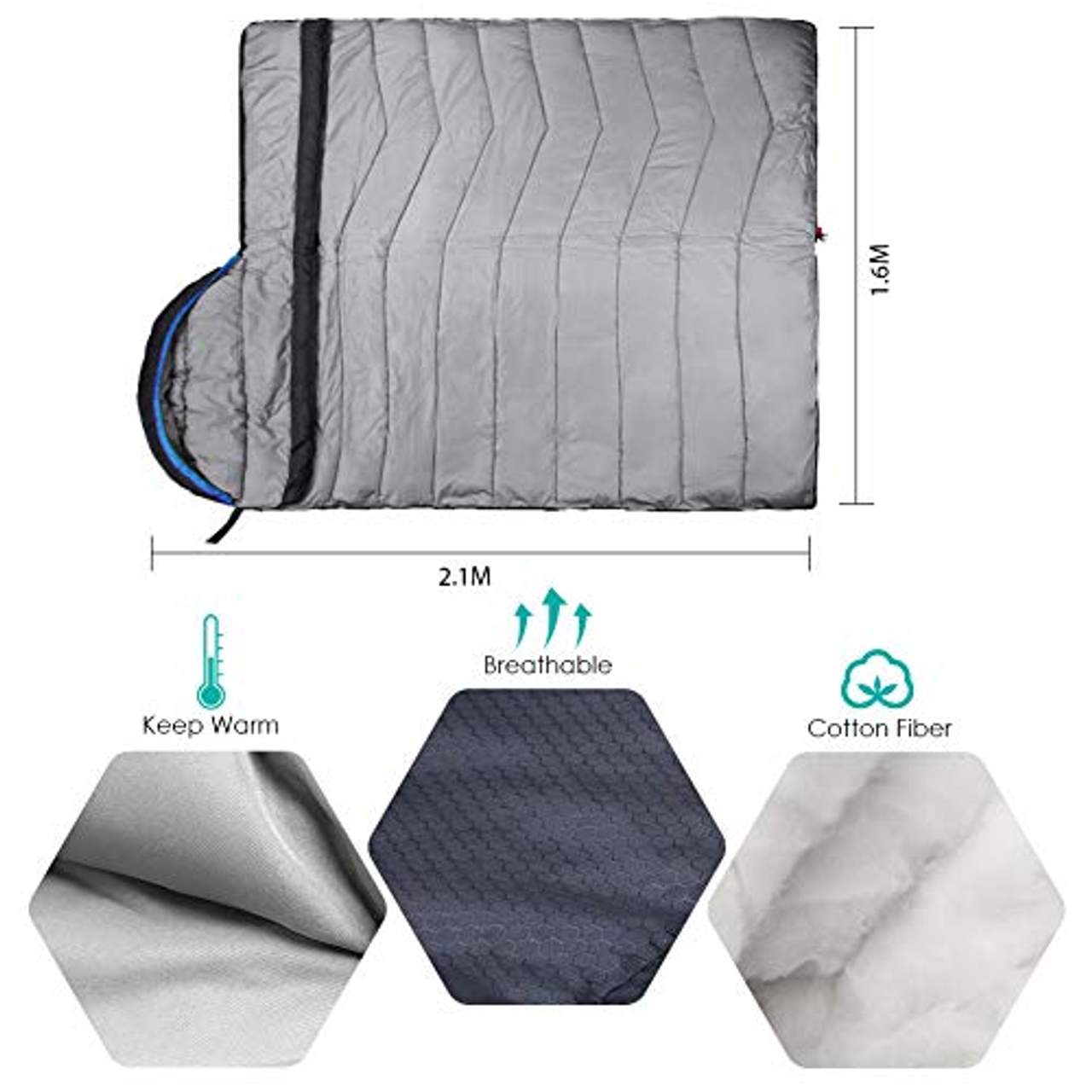 CANWAY Schlafsack Schlafsäcke Mumienschlafsack aus Baumwolle als Füllstoff