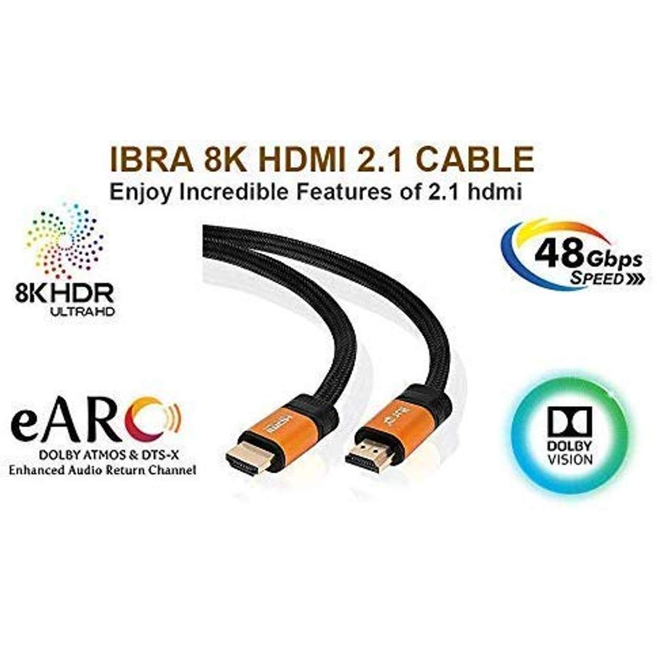 IBRA 2.1 Orange HDMI-Kabel 8K Ultra-High-Speed-48-Gbit