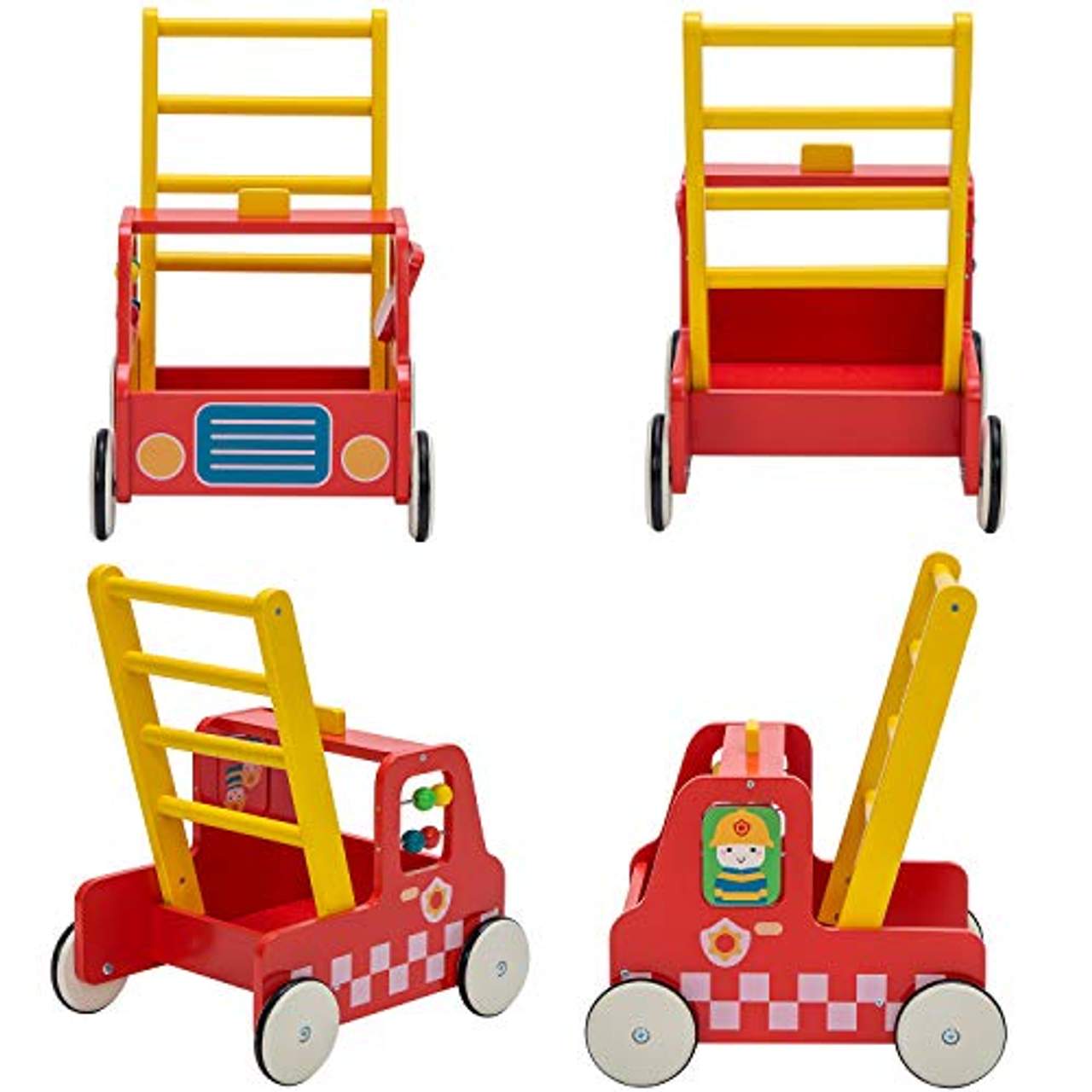 Kinder Lauflernwagen Holz Baby Lauflernhilfe Feuerwehrauto