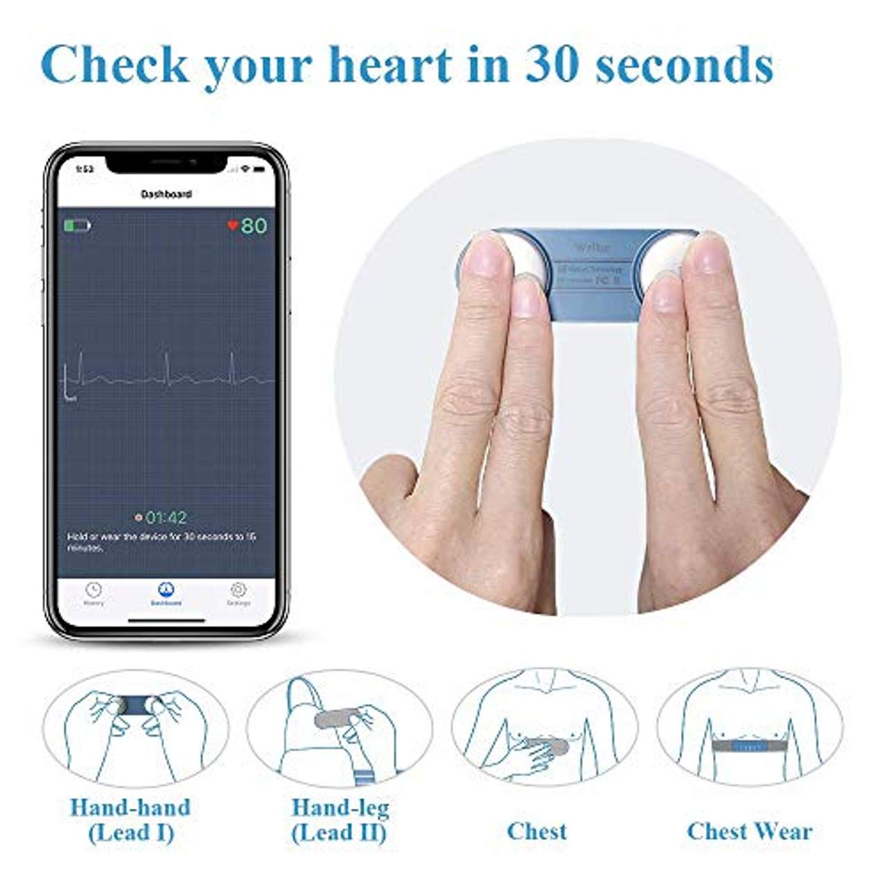 ViATOM EKG Gerät tragbarer Brustgurt-Herzgesundheits Tracker