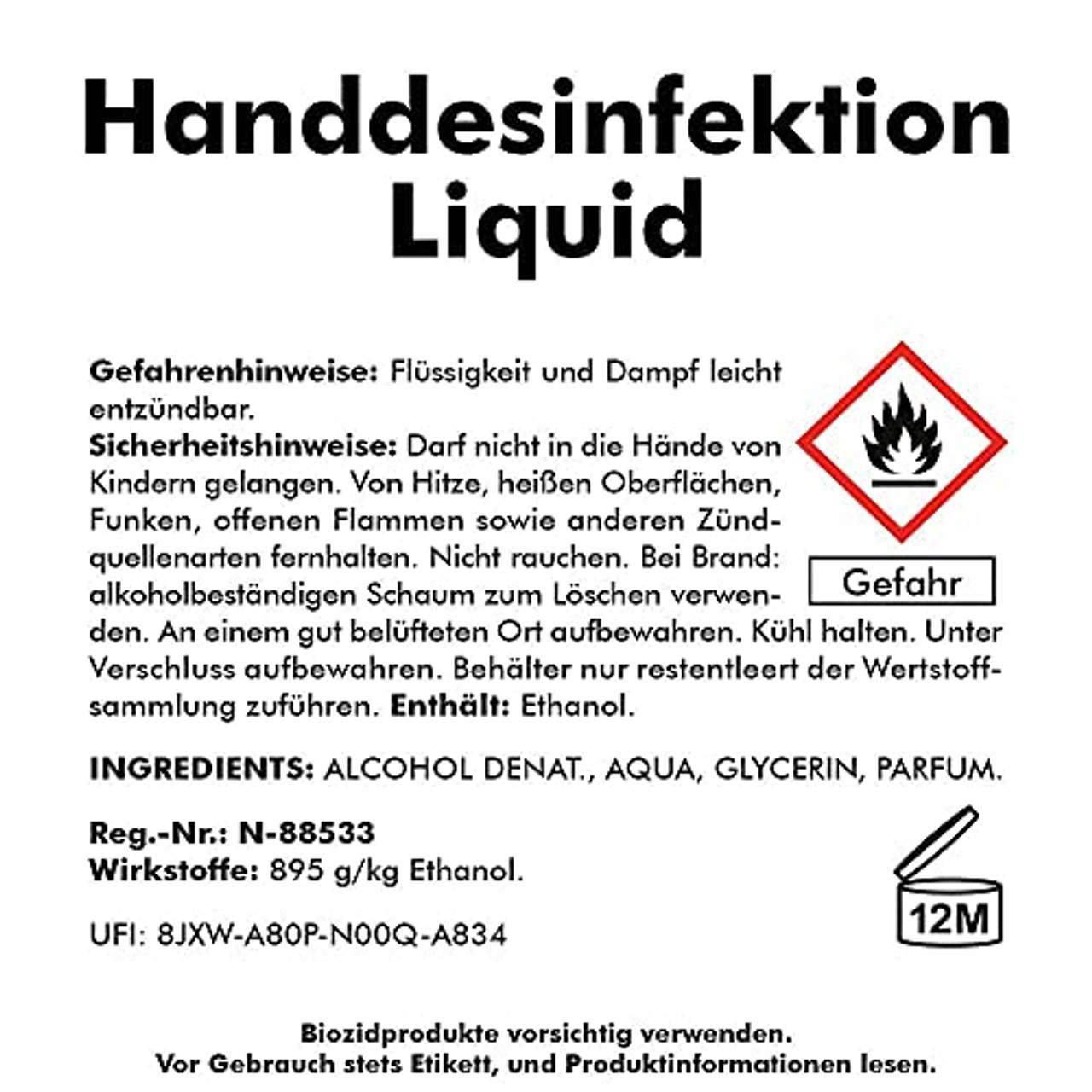 Handdesinfektion Liquid 1000 ml Flasche ideal