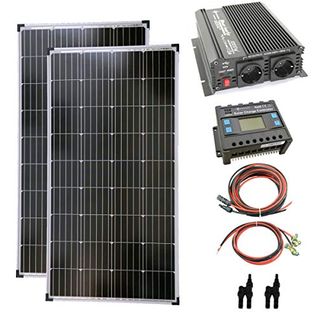 200W Solaranlage Komplettpaket 220V 2x 100Ah Akkus Solarmodul 1000W Steckdose 