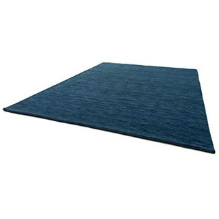 Morgenland Gabbeh DESERT Teppich Blau Einfarbig Uni Handgeknüpft Berber Look Wol 