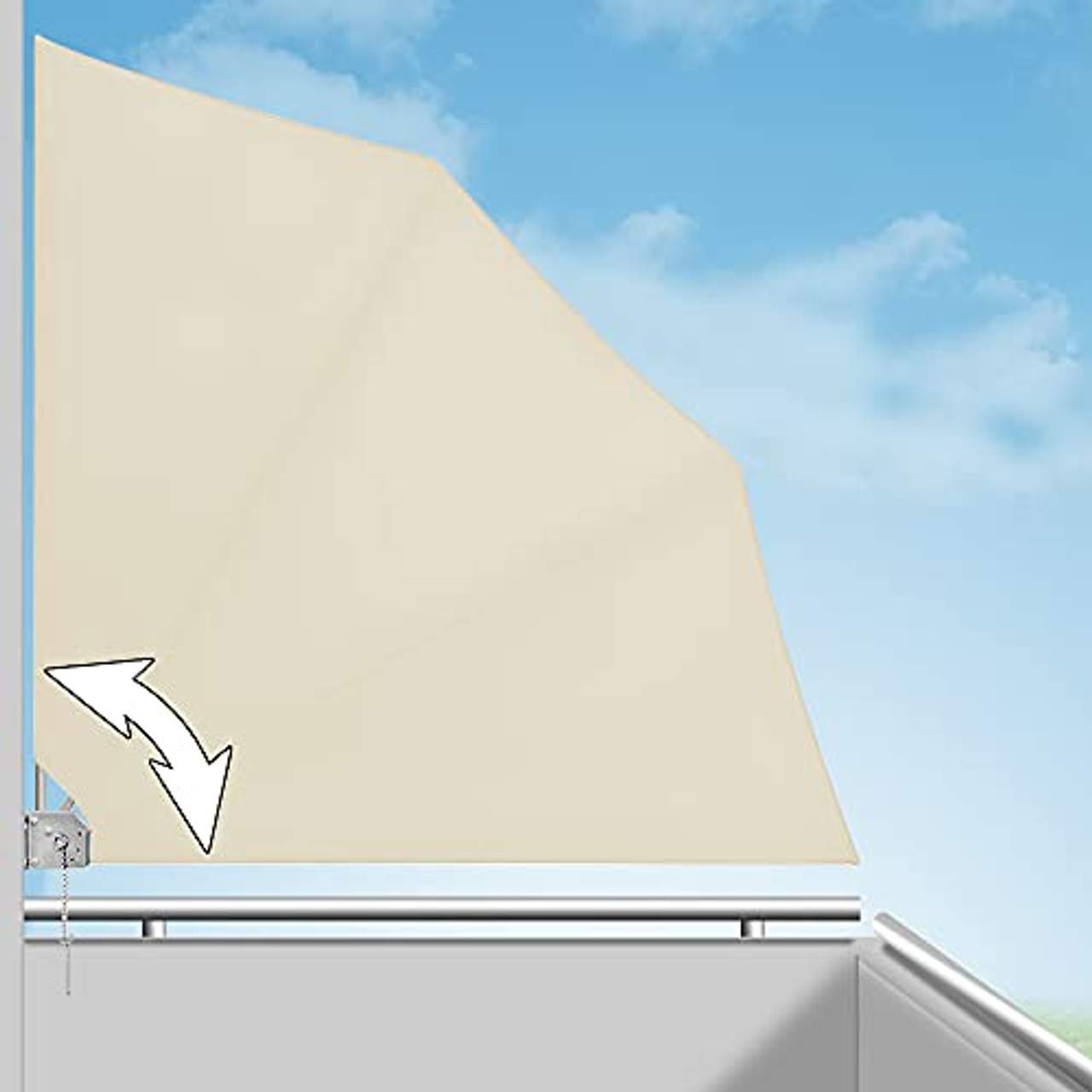 Deuba Balkonfächer klappbar mit Wandhalterung 140x140cm in beige witterungsbeständig inkl.