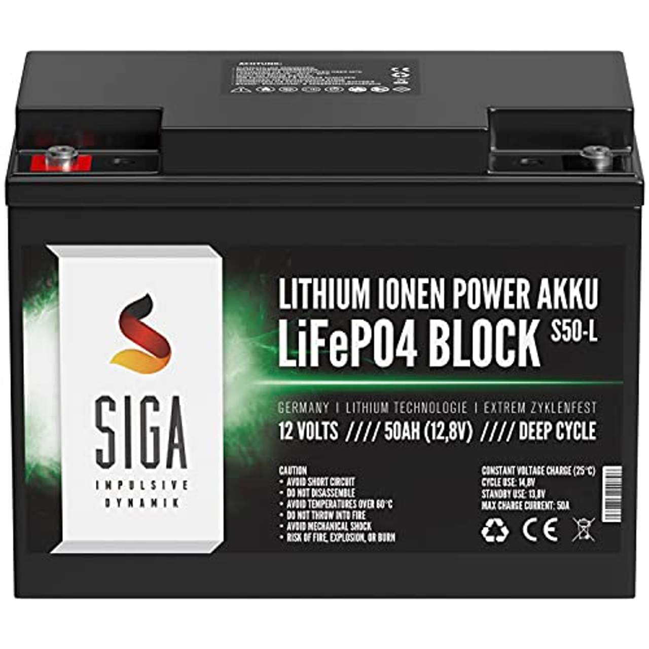 SIGA LiFePo4 Akku 12V 50Ah Lithium Batterie 12V 50Ah Lithium Akku