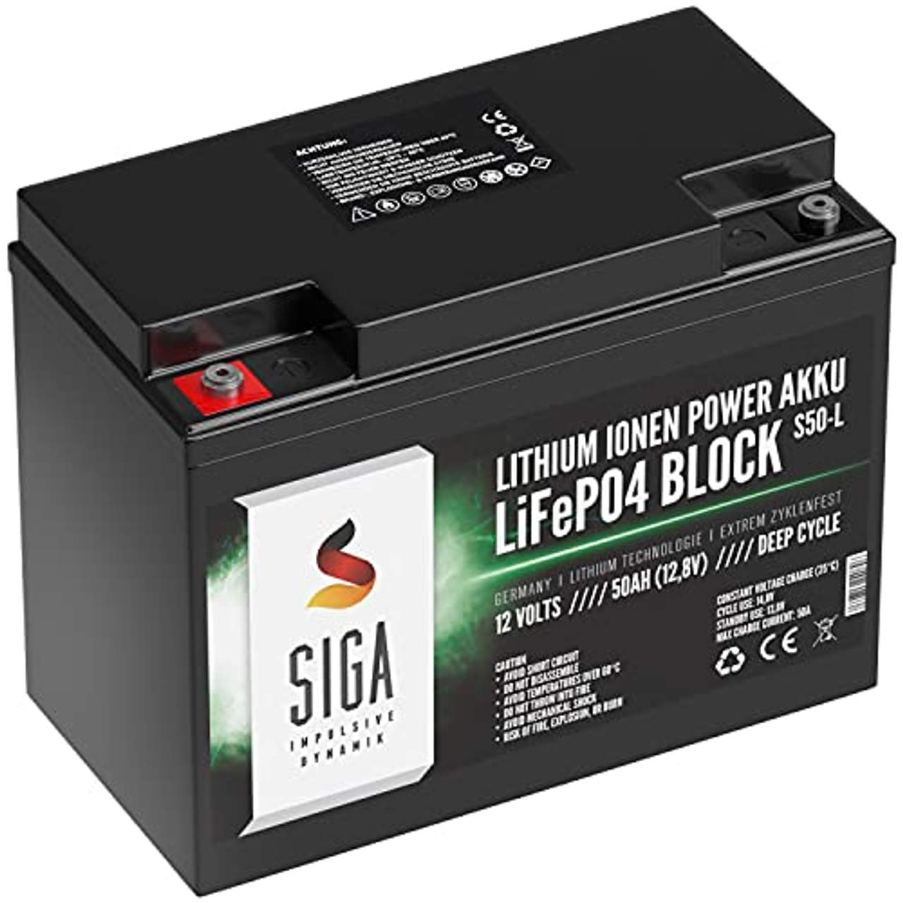 SIGA LiFePo4 Akku 12V 50Ah Lithium Batterie 12V 50Ah Lithium Akku