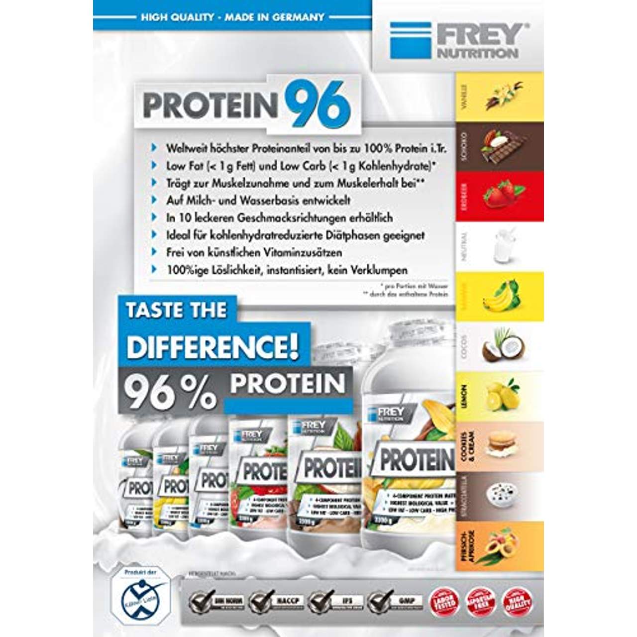 Frey Nutrition Protein 96 Vanille Dose