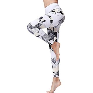 FLYILY Frauen Yoga Pants Gedruckt hohe Taillen-Power Flex