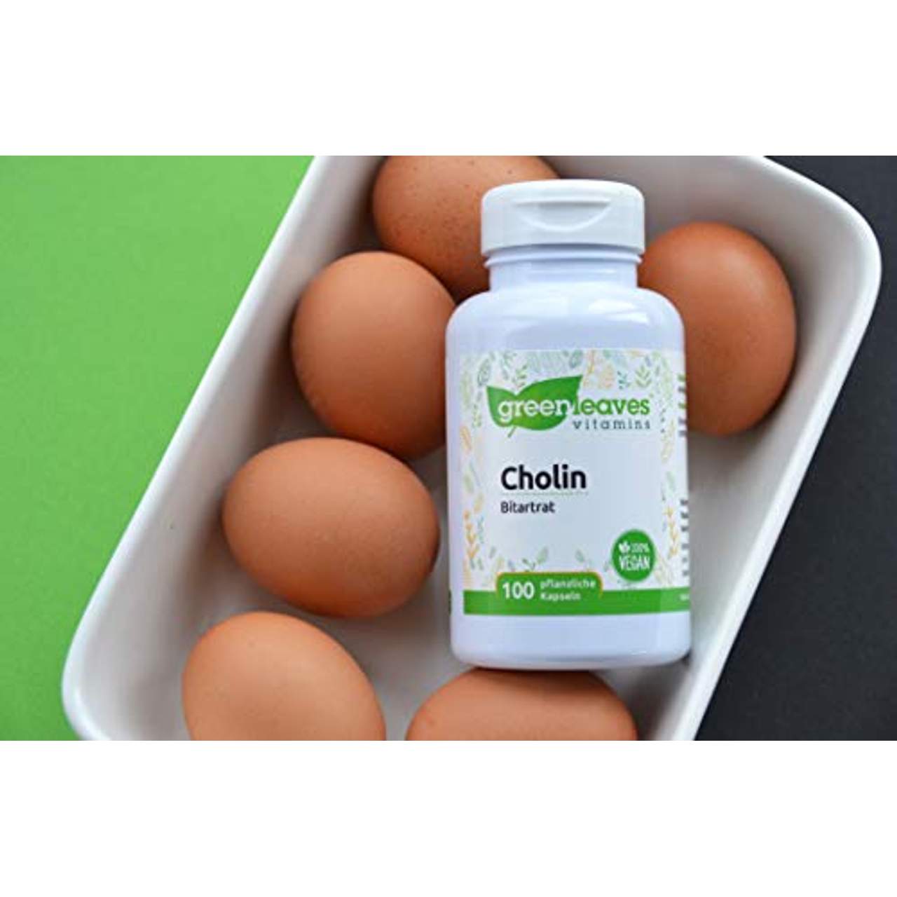 Greenleaves Vitamins Cholin 100 vegetarische Kapseln Bitartrat hochdosiert 500mg