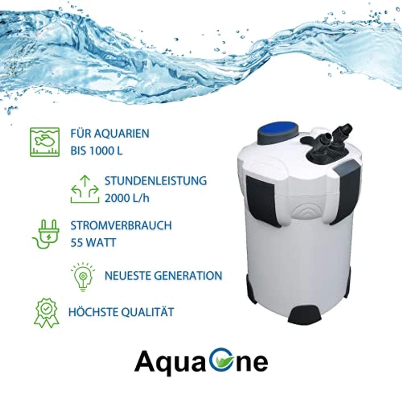 AquaOne Aquarium Außenfilter  für Süßwasser und Meerwasser