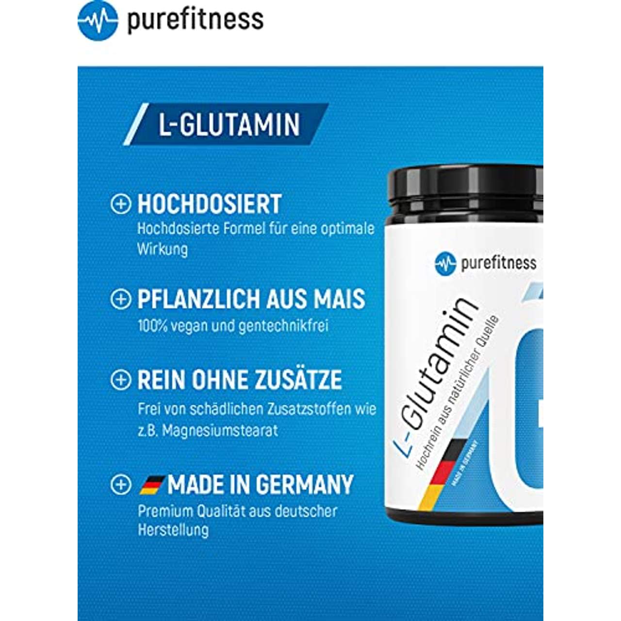 Premium L-Glutamin Ultrapure Pulver I 500g I Vegan I 99,95%