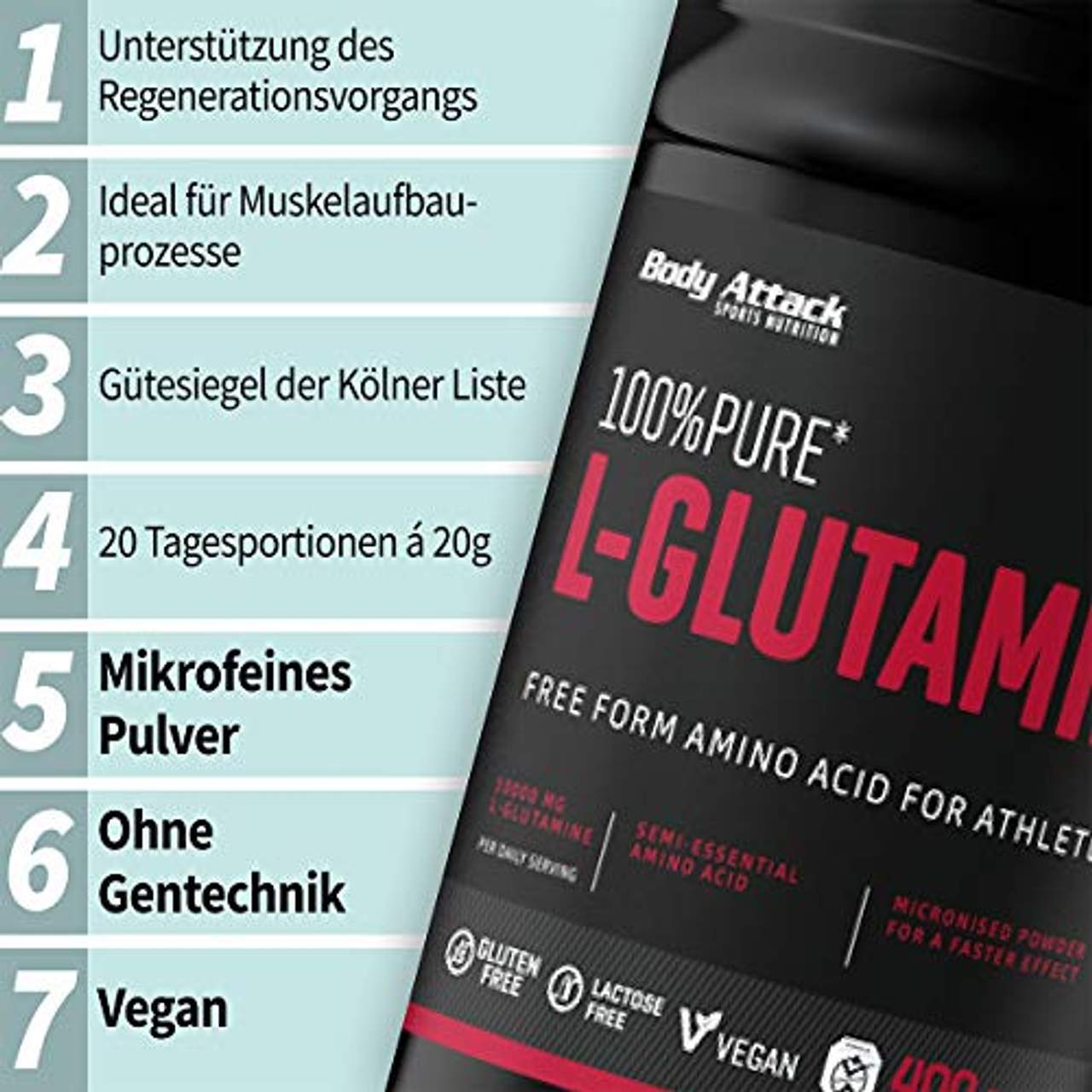 Body Attack 100% Pure L-Glutamine