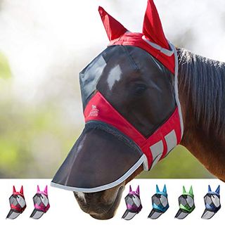 Harrison Howard CareMaster Horse Fly Mask UV Protective Fine Mesh with Extra Wool Soft Touch on Skin 