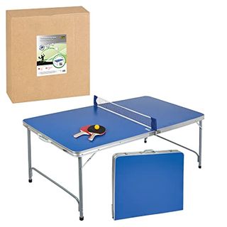 OneTwoFit Indoor Tischtennisplatte Blau mit Zubehör Tischtennistisch Klappbar DE 