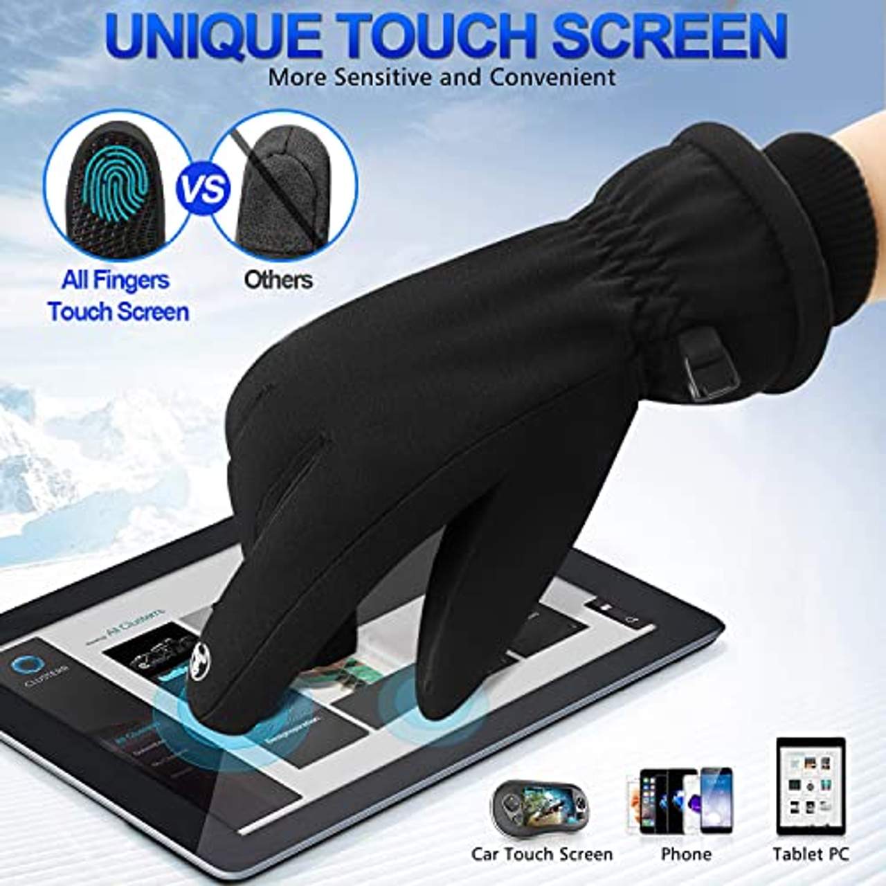 Songwin wasserdichte Winterhandschuhe 3M Thinsulate Warme Touchscreen Handschuhe