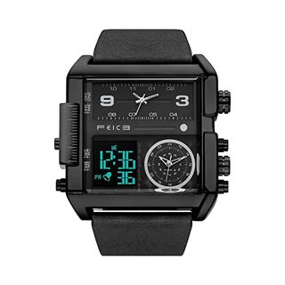FEICE Quadratische Quarz-Uhren Herren Quarz Armbanduhr Multifunktions
