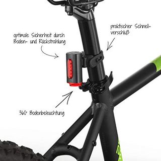 FISCHER Twin Fahrrad-Rücklicht mit 360° Bodenleuchte für mehr Sichtbarkeit und Schutz
