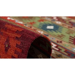 Natur Teppich Kelim Sumak Rot Bunt Modern in 7 Größen