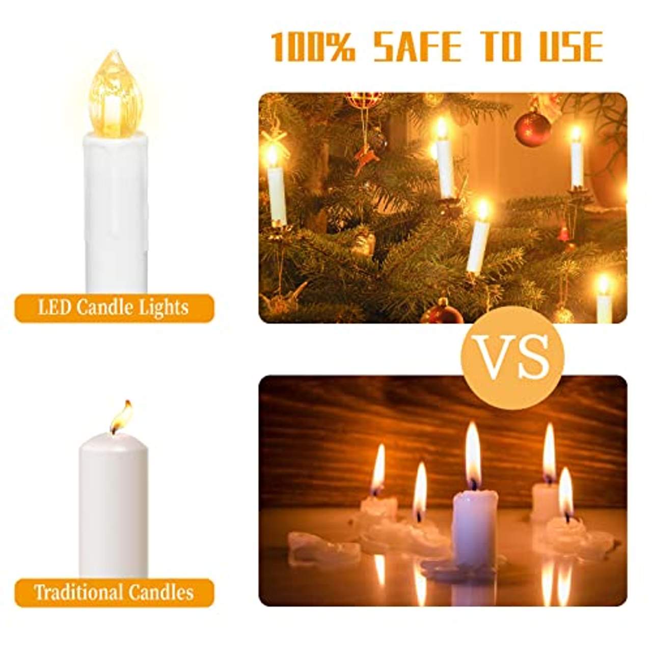SunJas 30er Weihnachten LED Kerzen Lichterkette Kerzen Weihnachtskerzen
