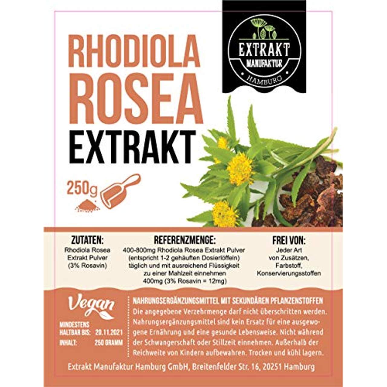 Rhodiola Rosea Rosavin Extrakt 250g Salidrosid Pulver