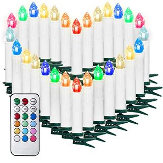 30PCS Kabellose LED Kerzen Weihnachtskerzen RGB Christbaumkerzen inkl Batterien 