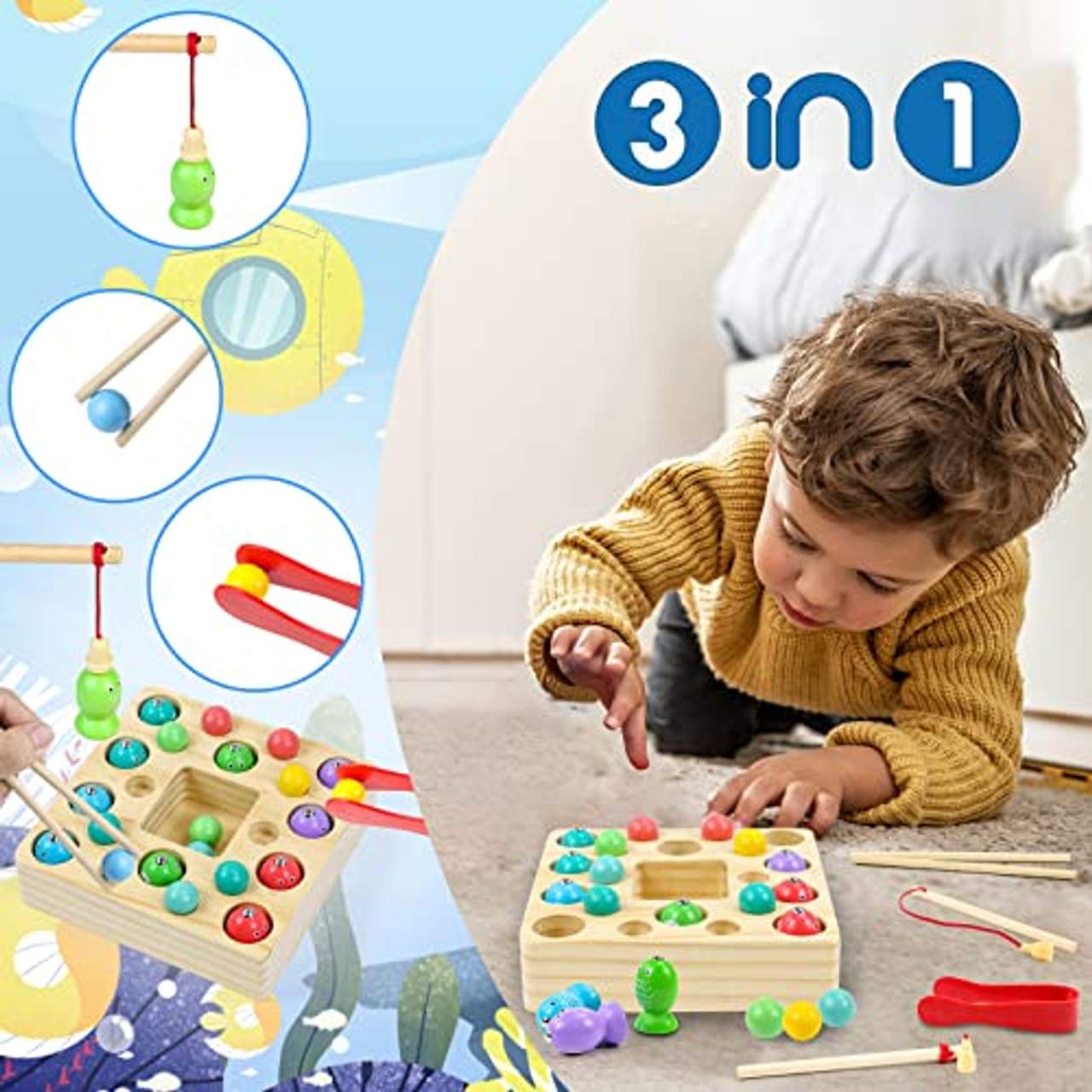 Symiu Holzspielzeug Angelspiel Montessori Lernspielzeug 