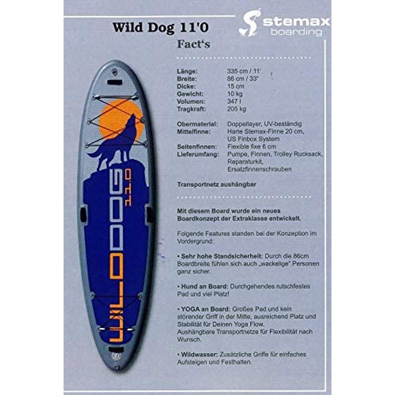 SUPwave Stemax Wild Dog 11'0 SUP Standup Paddel Board aufblasbar